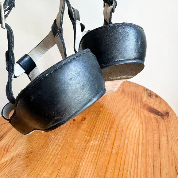 Elizabeth and James Black Leather Strappy Sandals 36.5 - Picture 9 of 9